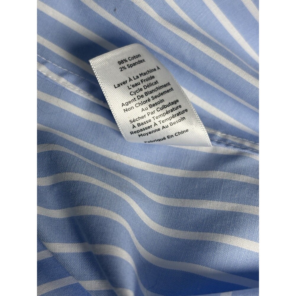 Talbots Shirt Women’s 6 Blue White Striped Slvless Button Collared 100 % Cotton - Picture 7 of 8